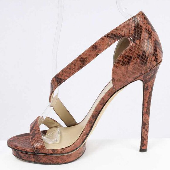 BRIAN ATWOOD Pink Snakeskin Leather 'Consort' Strappy Stiletto Heels Size 6 1/2 - Picture 3 of 6